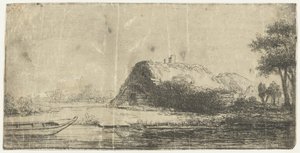 Kanaal met boerderij en een boot