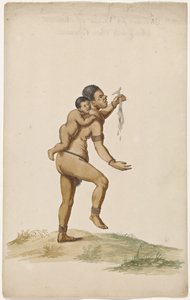 Khoikhoivrouw met zuigeling