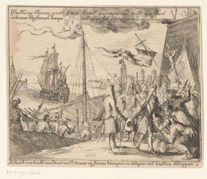 Koning Jacobus II vertrekt met Franse troepen vanuit Brest naar Ierland, 1689