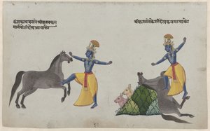Krishna vecht met paard-demon Keshi