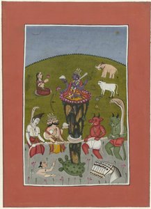 Kurma (incarnatie van Vishnu als schildpad) Karnen van de oceaan Avatars van Vishnu