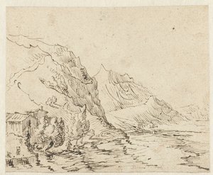 Kustlandschap met enkele hutjes