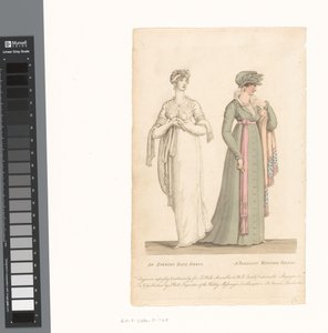 La Belle Assemblée, 1 maart 1807, nr. 14: Een avondbaljurk / Een Parijse winterjurk door Anonymous