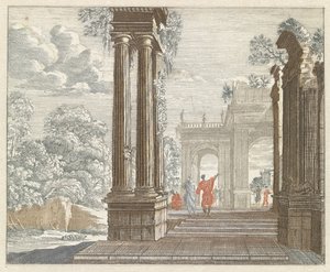 Landschap met begroeide Romeinse ruïnes