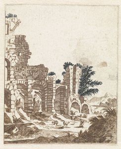 Landschap met een klassieke ruïne