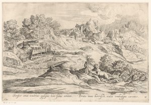 Landschap met minnend paar door Anonymous