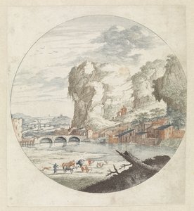 Landschap met rivier en rotsen door Anonymous