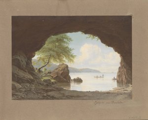 Landschap naar het schilderij Fjeldgrotte paa Bornholm van G.E. Libert door Anonymous