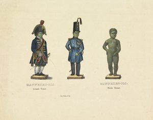 Manneken Pis in verschillende uitdossingen, 1817 door Anonymous