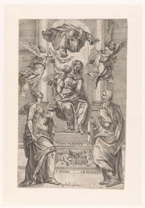 Maria met Kind en de heiligen Ursula en Maria Magdalena door Anonymous