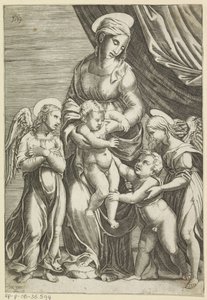 Maria met Kind en de jonge Johannes de Doper door Anonymous