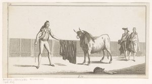 Matador daagt een stier uit door Anonymous
