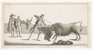 Matador daagt een stier uit door Anonymous