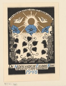 Nieuwjaarswens voor 1946 van de Nederlandsche Exlibriskring door Anonymous