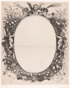 Omlijsting met putti en vruchten