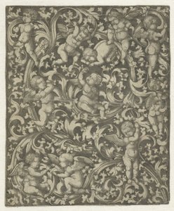 Ornament met putti door Anonymous