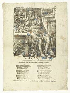 Oude man in zijn kamer (vanitas) door Anonymous