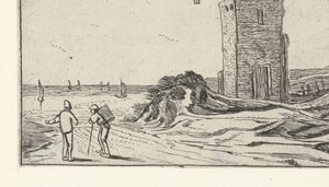 Pad langs een vuurtoren bij het strand