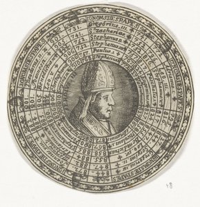 Penning met het portret van paus Sergius III en de namen van de pausen door Anonymous