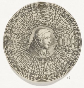 Penning met het portret van paus Vigilius en de namen van de pausen door Anonymous