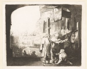 Petrus en Johannes genezen de kreupele bij de tempelpoort door Anonymous