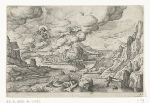 Phaëthon rijdt in de zonnewagen (Landschappen met mythologische en bijbelse voorstellingen) door Anonymous