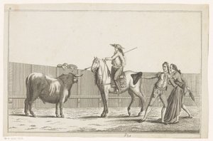 Picador richt zijn lans op een stier (Verzameling van de belangrijkste manoeuvres bij het stierenvechten) door Anonymous