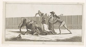 Picador van zijn paard gevallen door Anonymous