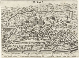 Plattegrond van Rome met de stichtingen van Ignatius van Loyola