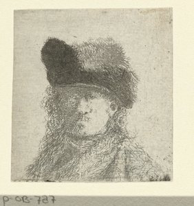 Portret van Rembrandt met bontmuts door Anonymous