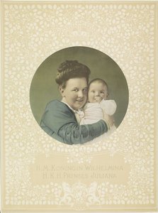 Portret van Wilhelmina, koningin der Nederlanden, en Juliana, koningin der Nederlanden