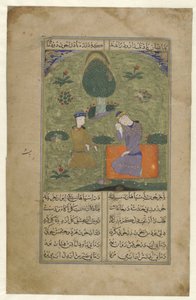 Prins Kushrau wenend in een landschap