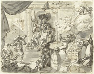 Quincampoix of de grote Wind en Koolverkoper, 1720 (Het Groote Tafereel der Dwaasheid) door Anonymous