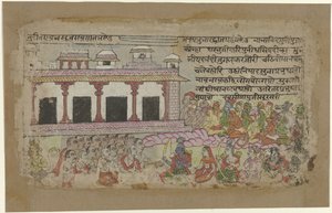 Rama en Sita met apenleger voor paleis