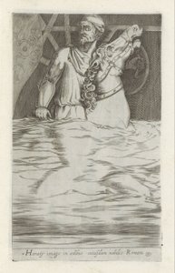 Reliëf van Horatius Cocles te paard die de Pons Sublicus in het water verdedigt door Anonymous