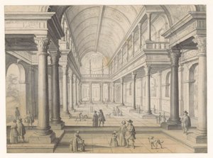 Renaissance-zaal met figuren door Anonymous