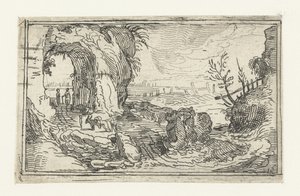 Rotslandschap met pad langs waterval door Anonymous