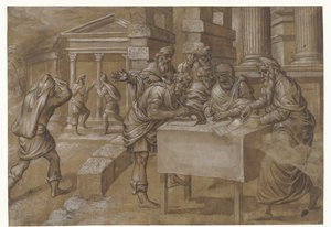 Salomon doet het bevel uitgaan om de tempel te bouwen door Anonymous