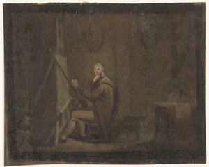 Schilder in zijn atelier