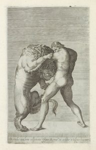 Sculptuur van Hercules in gevecht met de Nemeïsche leeuw door Anonymous