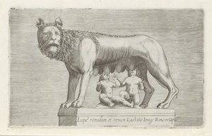Sculptuur van de Lupa Capitolina die de tweeling Romulus en Remus zoogt door Anonymous