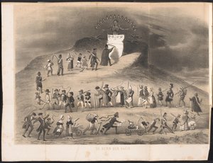 Spotprent in Leidse studentenalmanak, 1854 door Anonymous