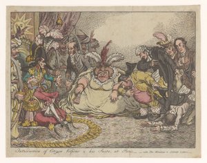 Spotprent met Napoleon en Fox, 1802 door Anonymous