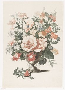 Stenen vaas met bloemen