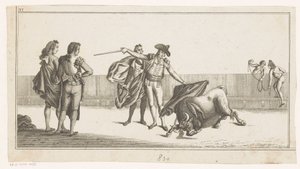 Stier gestoken door een matador door Anonymous