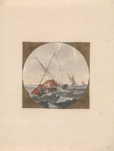 Strijken van het zeil Schepen op zee (serie B)