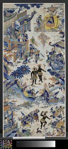 Tegeltableau met Chinees landschap door Anonymous