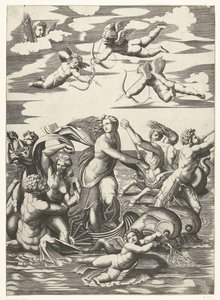 Triomf van Galatea met tritons en nereïden en putti door Anonymous