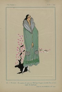 Très Parisien, 1923, No 8: 17.- NAÏADE. - Deze mantel van groene satijn... door Anonymous