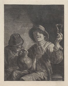 Twee boeren in een interieur